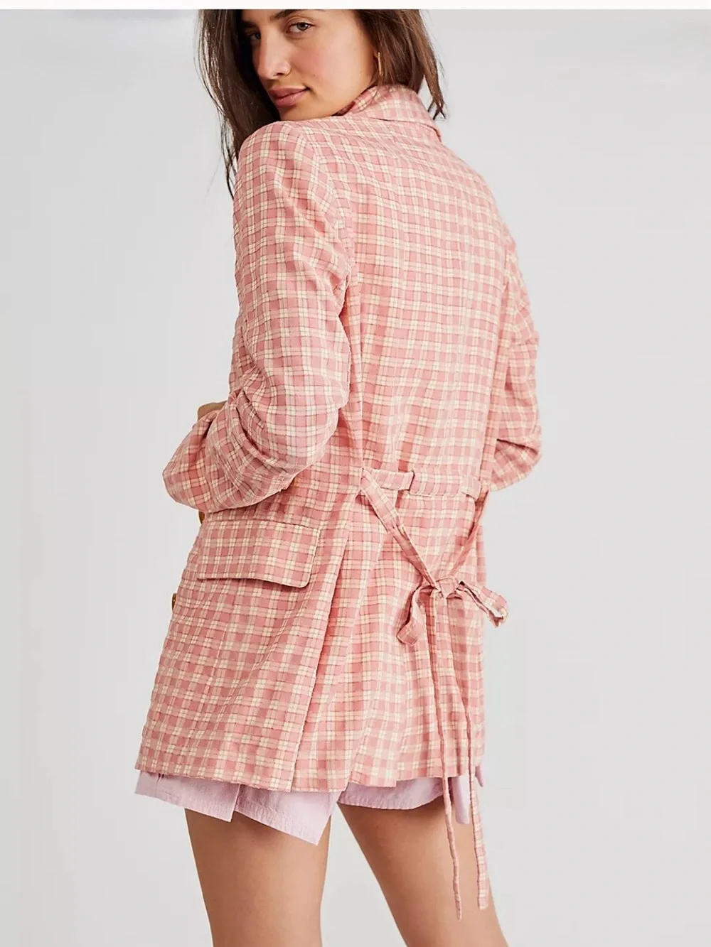 Free People Olivia Gingham Blazer Size XS
